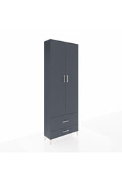 Arges Dolap 4 Raflı 2 Çekmeceli 2 Kapaklı 88x30x243 Antrasit-Antrasit