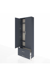 Arges Dolap 4 Raflı 2 Çekmeceli 2 Kapaklı 88x30x243 Antrasit-Antrasit