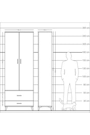 Arges Dolap 4 Raflı 2 Çekmeceli 2 Kapaklı 88x30x243 Antrasit-Çam