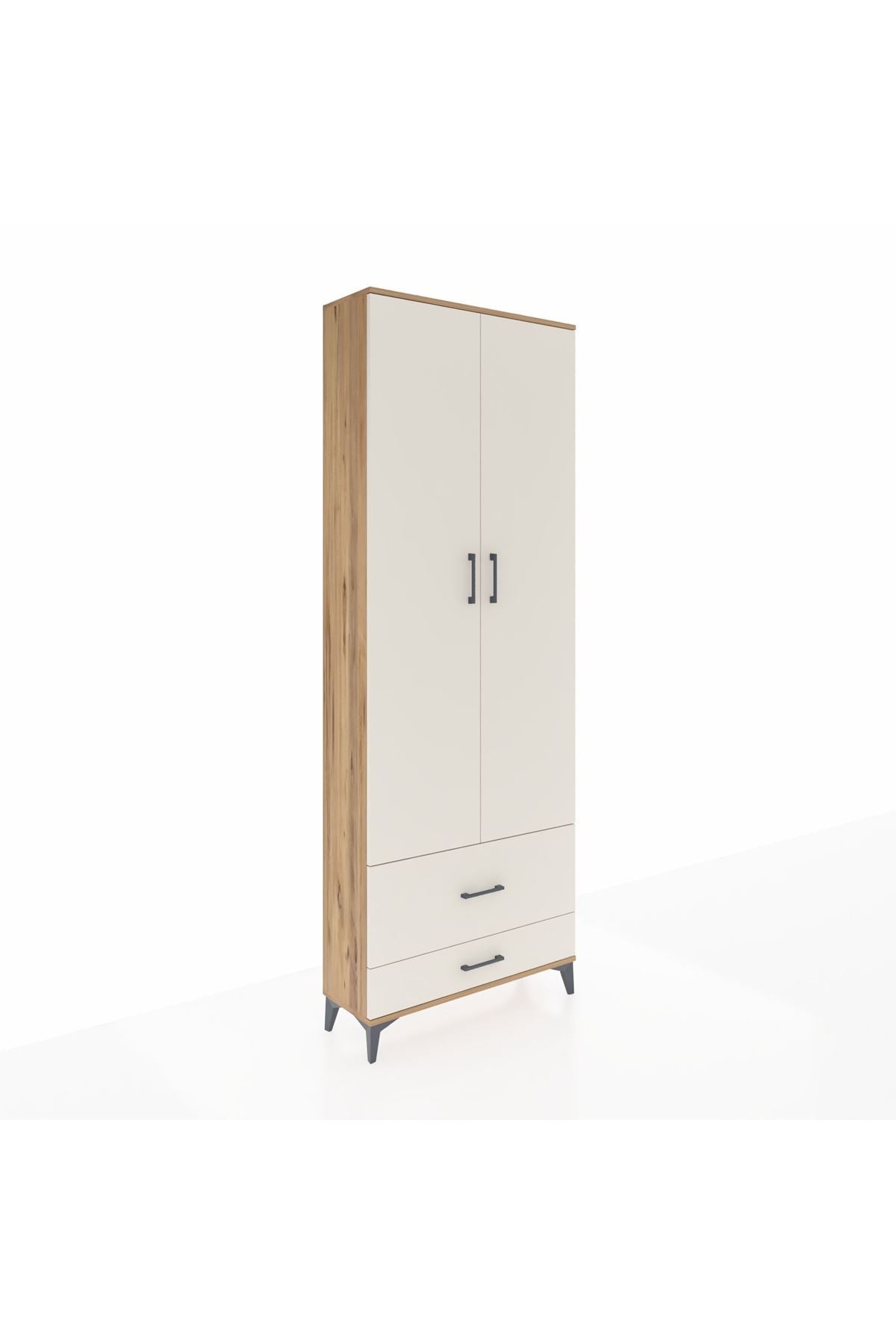 Arges Dolap 4 Raflı 2 Çekmeceli 2 Kapaklı 88x30x243 Çam-Aytaşı