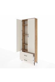 Arges Dolap 4 Raflı 2 Çekmeceli 2 Kapaklı 88x30x243 Çam-Aytaşı