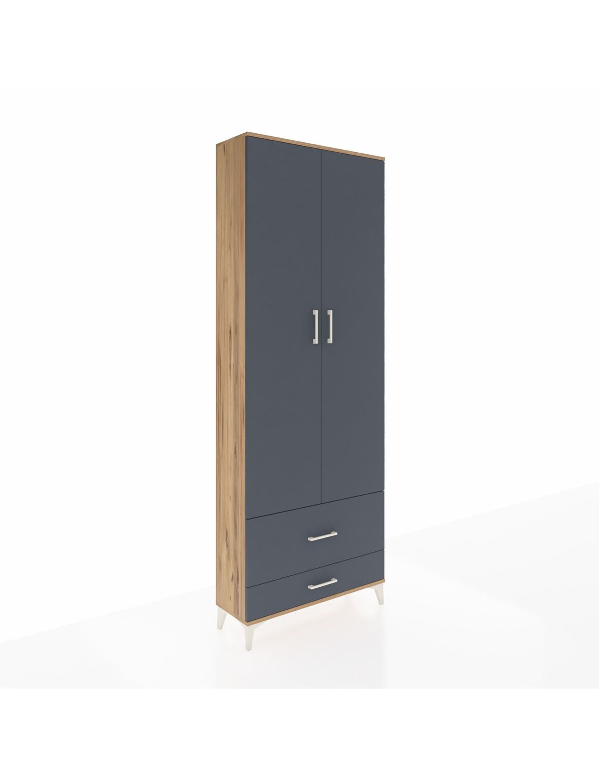 Arges Dolap 4 Raflı 2 Çekmeceli 2 Kapaklı 88x30x243 Çam-Antrasit