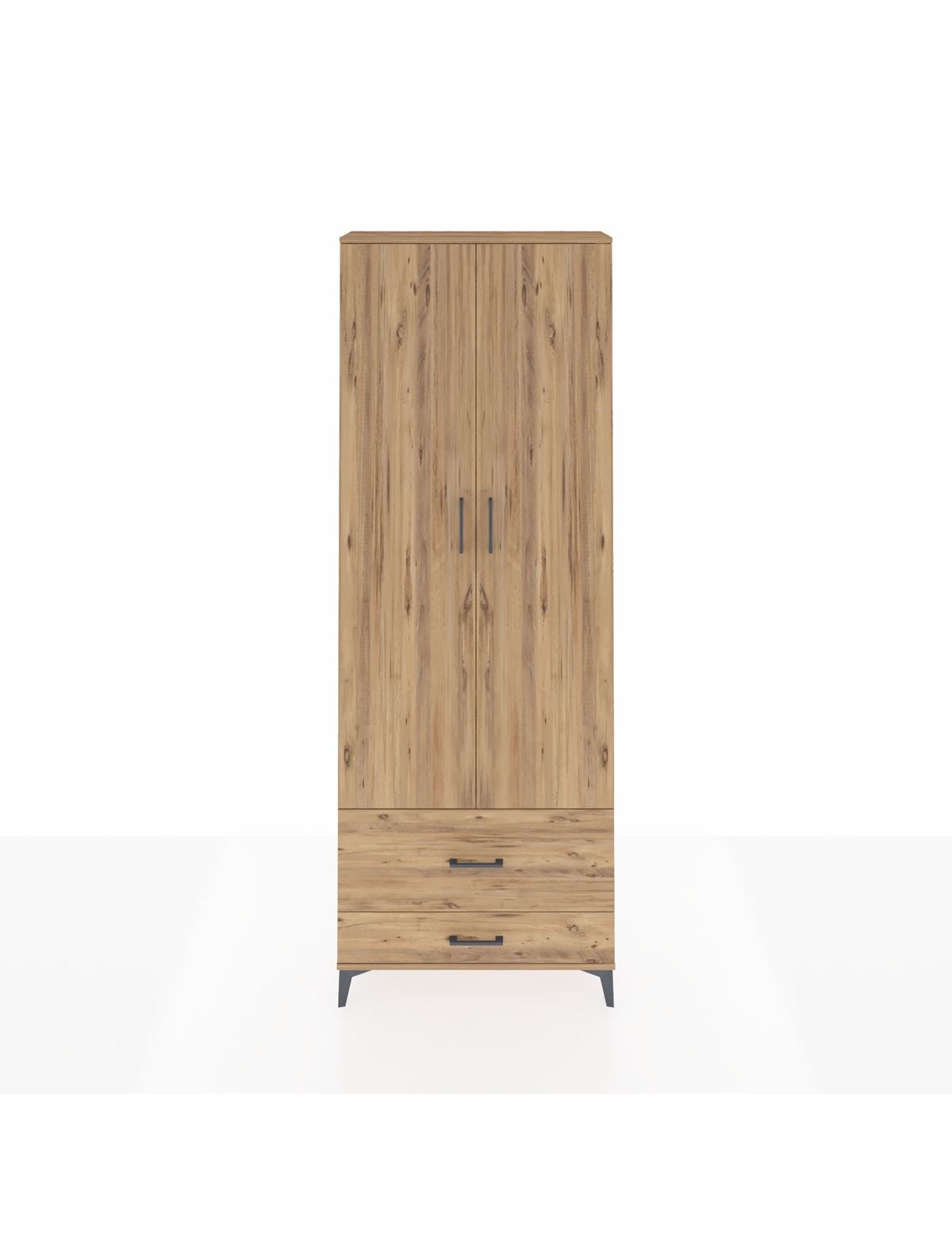 Arges Dolap 4 Raflı 2 Çekmeceli 2 Kapaklı 88x30x243 Çam-Çam