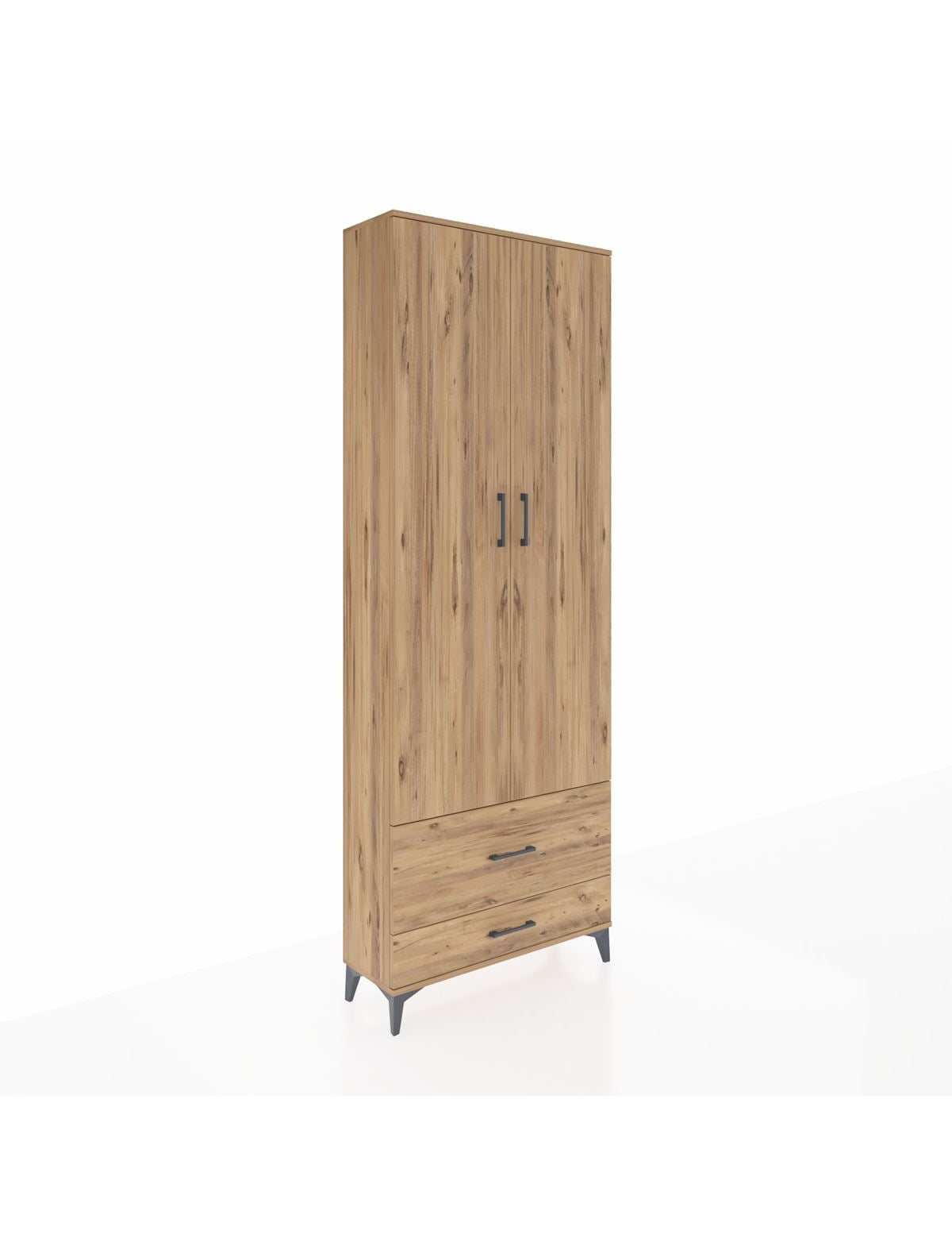 Arges Dolap 4 Raflı 2 Çekmeceli 2 Kapaklı 88x30x243 Çam-Çam