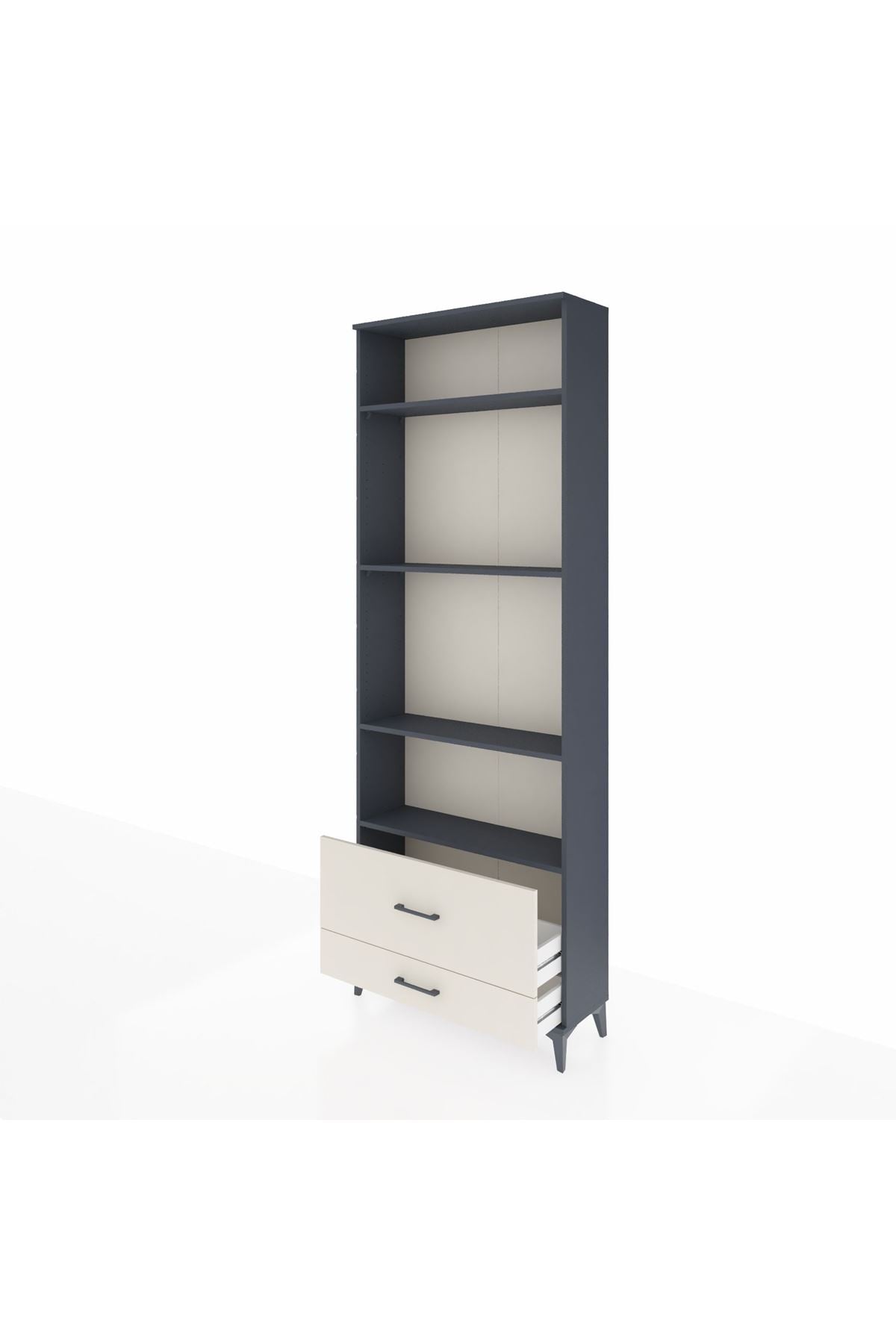 Arges Dolap 4 Raflı 2 Çekmeceli 88x30x243 Antrasit-Aytaşı