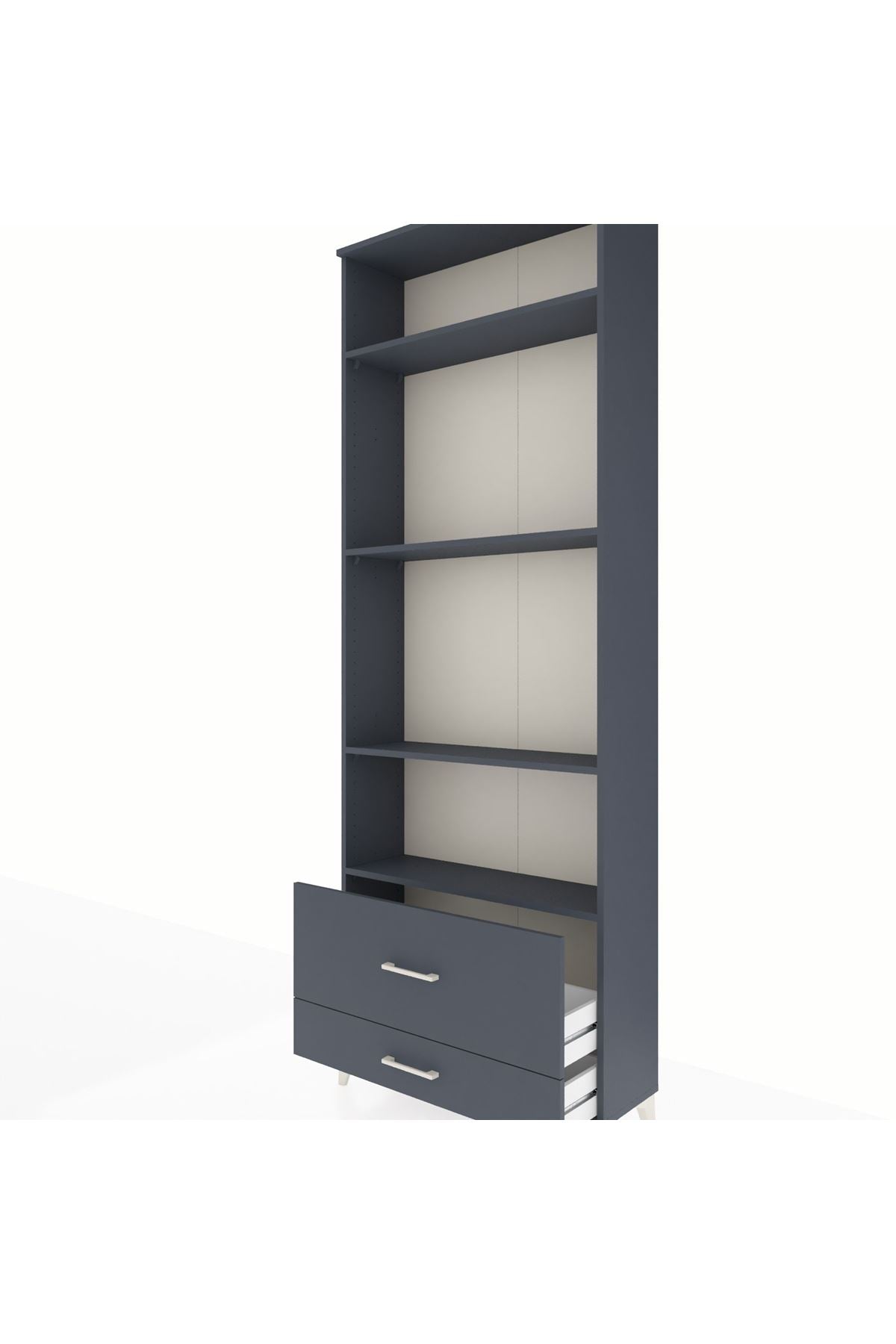 Arges Dolap 4 Raflı 2 Çekmeceli 88x30x243 Antrasit-Antrasit