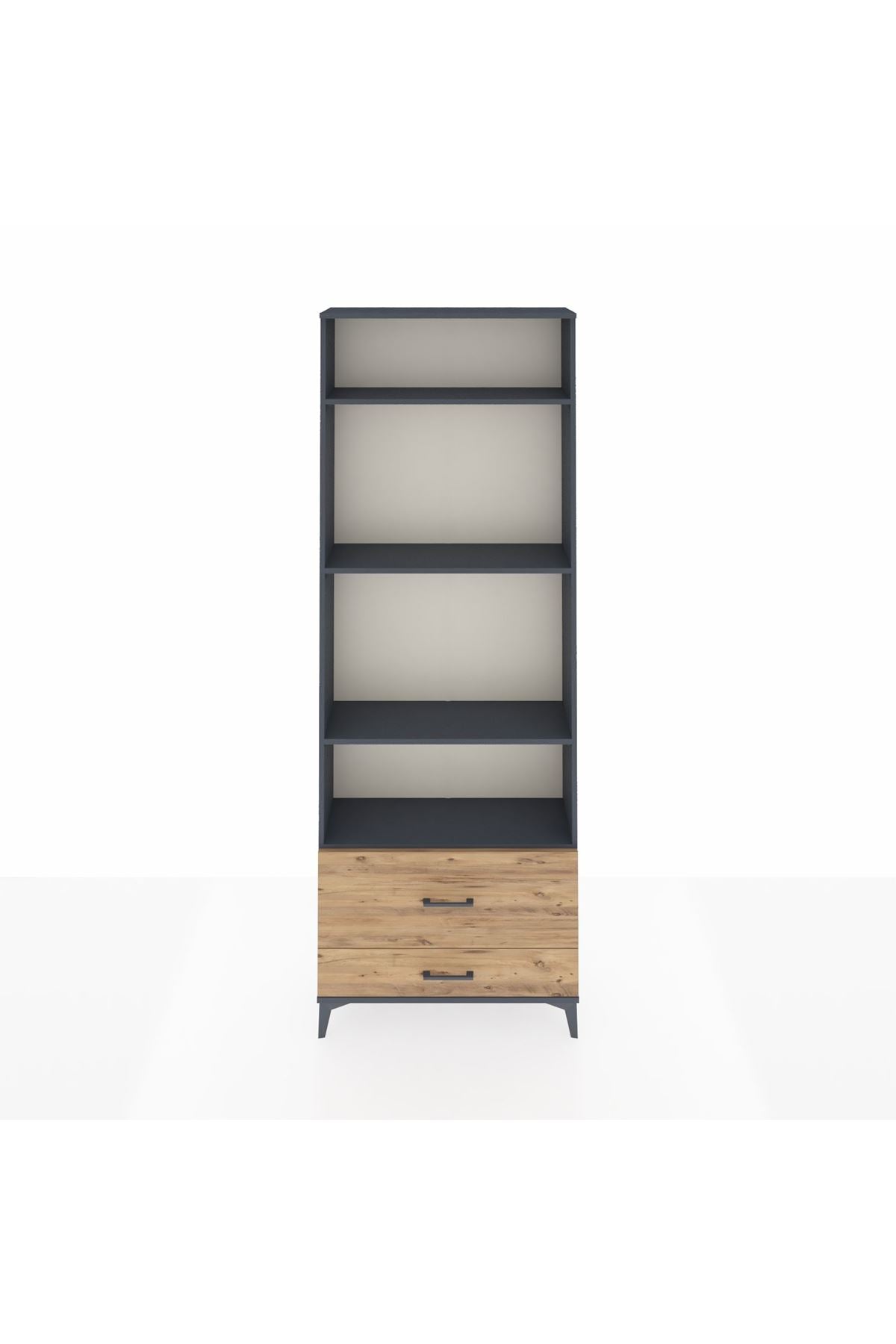 Arges Dolap 4 Raflı 2 Çekmeceli 88x30x243 Antrasit-Çam