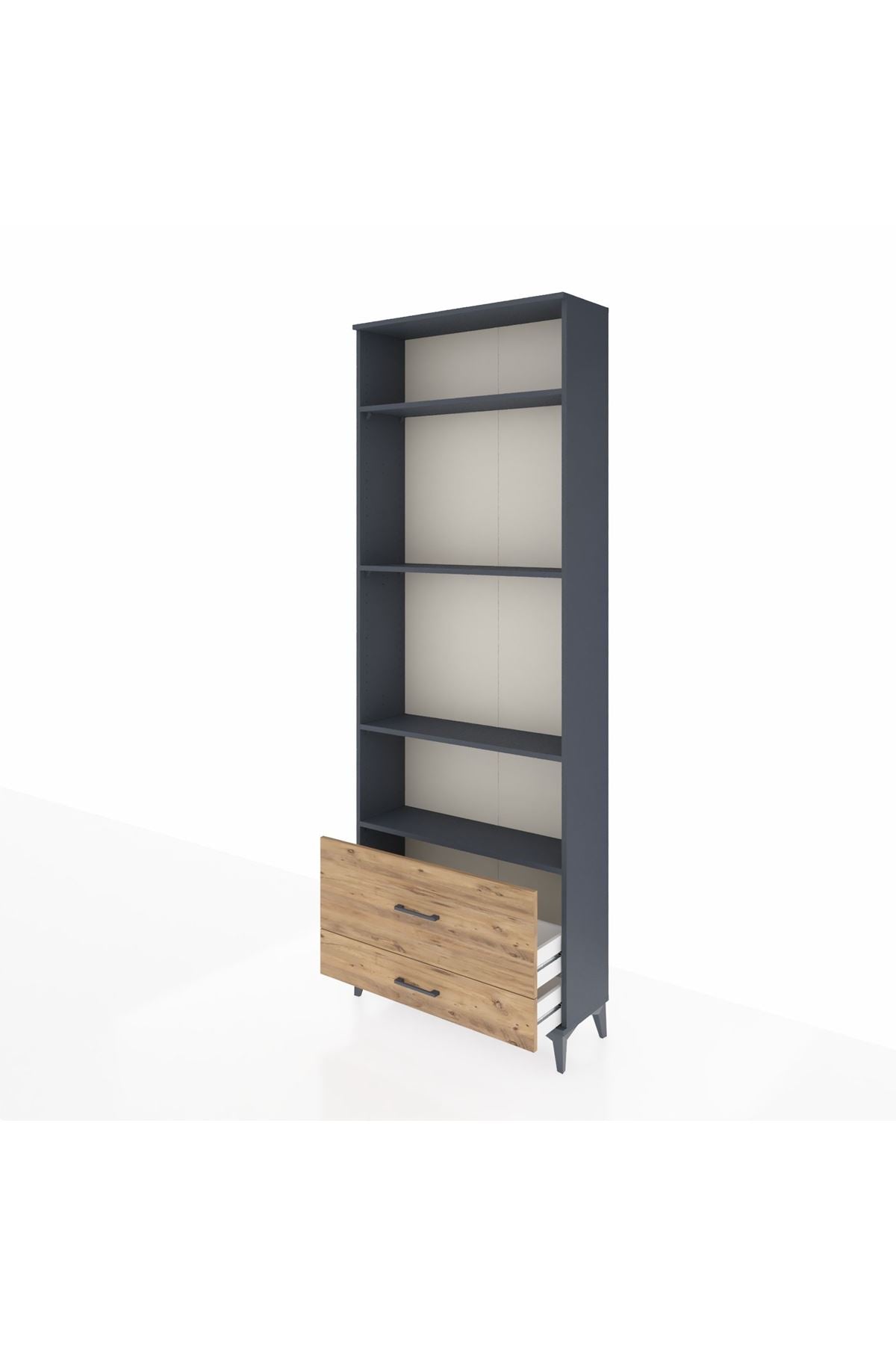 Arges Dolap 4 Raflı 2 Çekmeceli 88x30x243 Antrasit-Çam