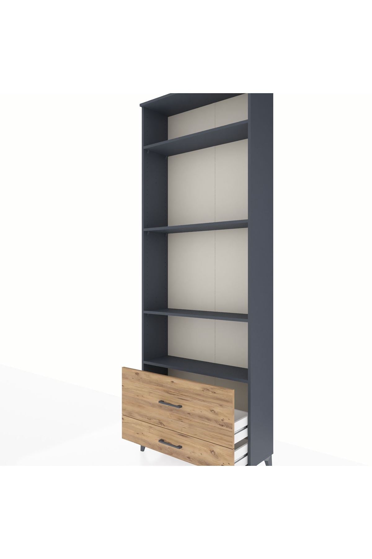 Arges Dolap 4 Raflı 2 Çekmeceli 88x30x243 Antrasit-Çam