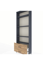 Arges Dolap 4 Raflı 2 Çekmeceli 88x30x243 Antrasit-Çam