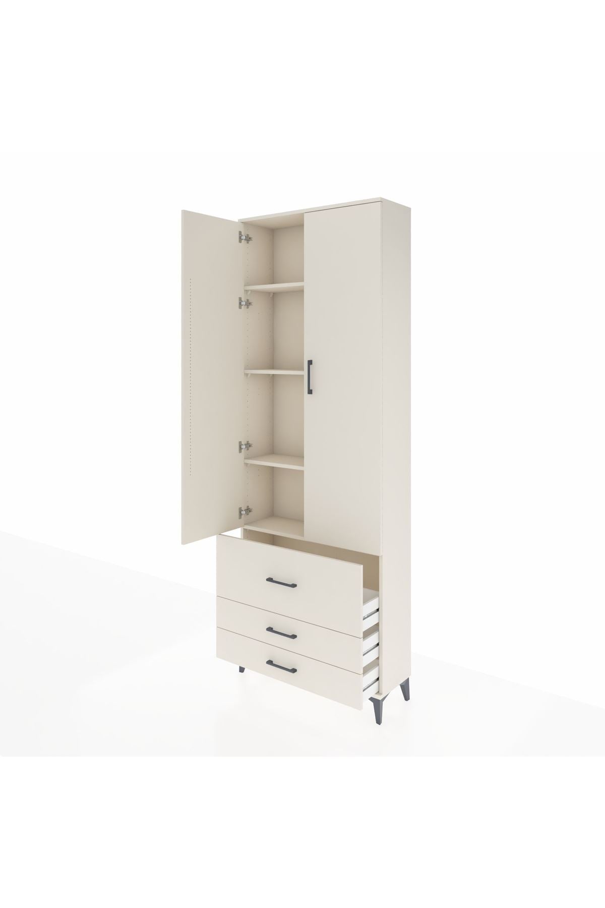 Arges Dolap 4 Raflı 3 Çekmeceli 2 Kapaklı 88x30x243 Aytaşı-Aytaşı