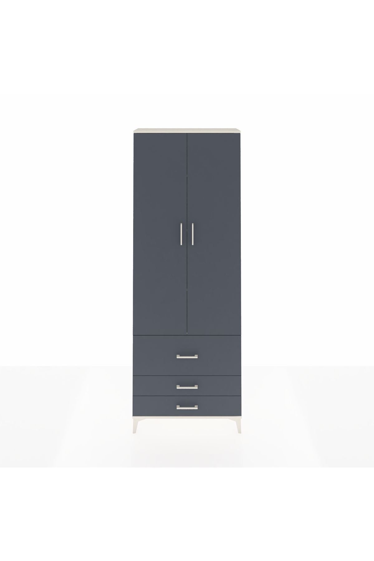 Arges Dolap 4 Raflı 3 Çekmeceli 2 Kapaklı 88x30x243 Aytaşı-Antrasit