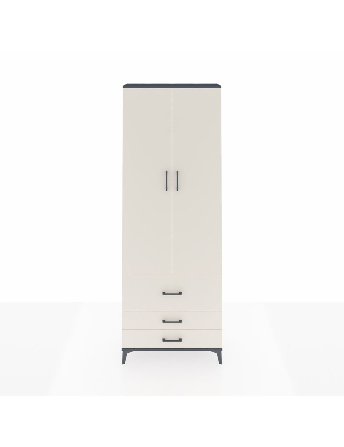 Arges Dolap 4 Raflı 3 Çekmeceli 2 Kapaklı 88x30x243 Antrasit-Aytaşı