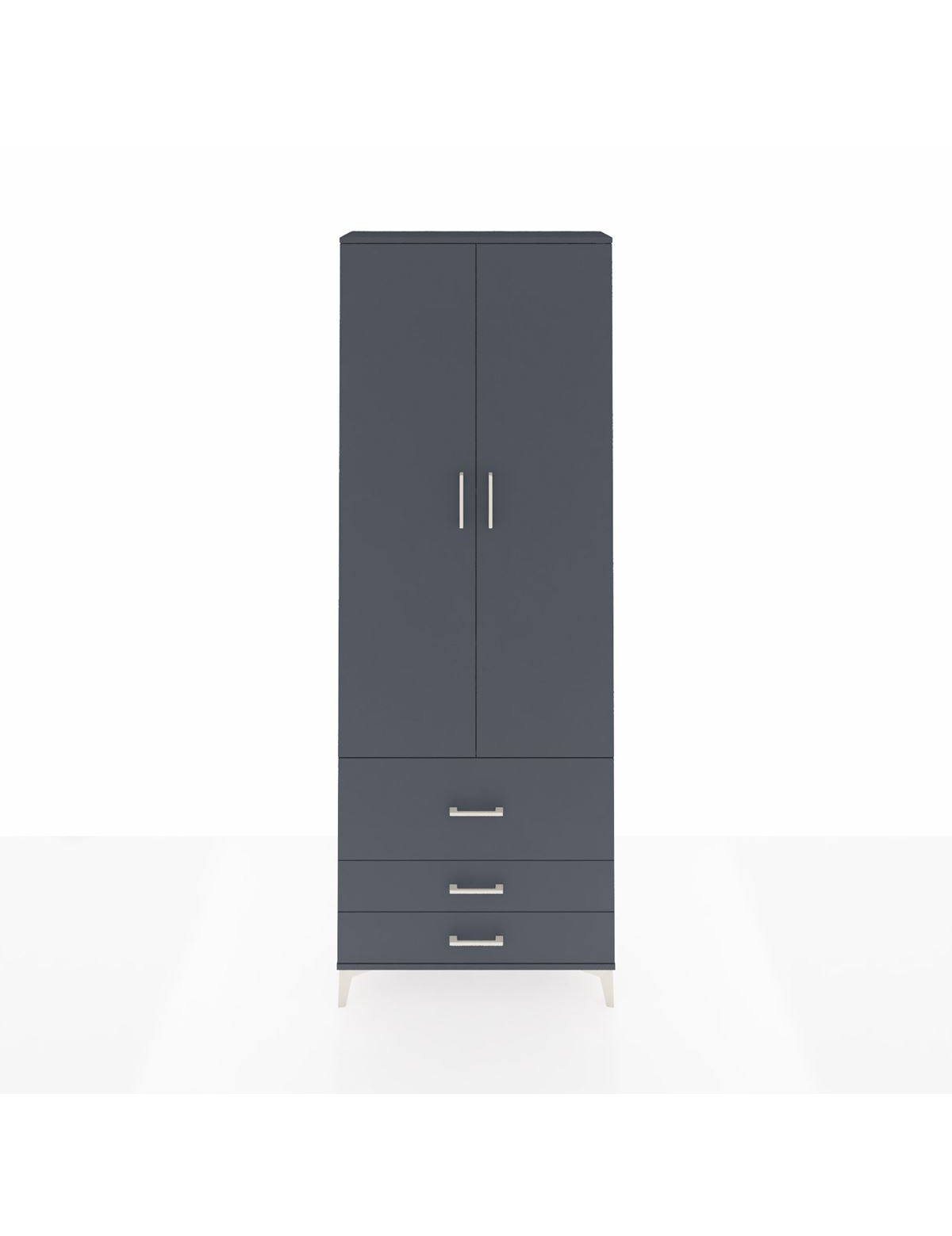 Arges Dolap 4 Raflı 3 Çekmeceli 2 Kapaklı 88x30x243 Antrasit-Antrasit