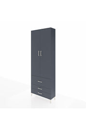 Arges Dolap 4 Raflı 3 Çekmeceli 2 Kapaklı 88x30x243 Antrasit-Antrasit