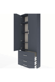 Arges Dolap 4 Raflı 3 Çekmeceli 2 Kapaklı 88x30x243 Antrasit-Antrasit