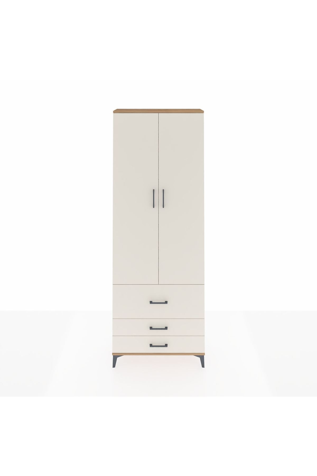 Arges Dolap 4 Raflı 3 Çekmeceli 2 Kapaklı 88x30x243 Çam-Aytaşı