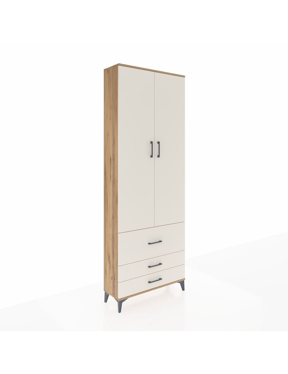 Arges Dolap 4 Raflı 3 Çekmeceli 2 Kapaklı 88x30x243 Çam-Aytaşı