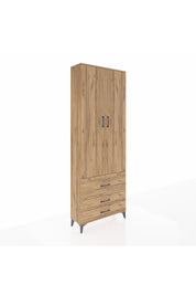 Arges Dolap 4 Raflı 3 Çekmeceli 2 Kapaklı 88x30x243 Çam-Çam