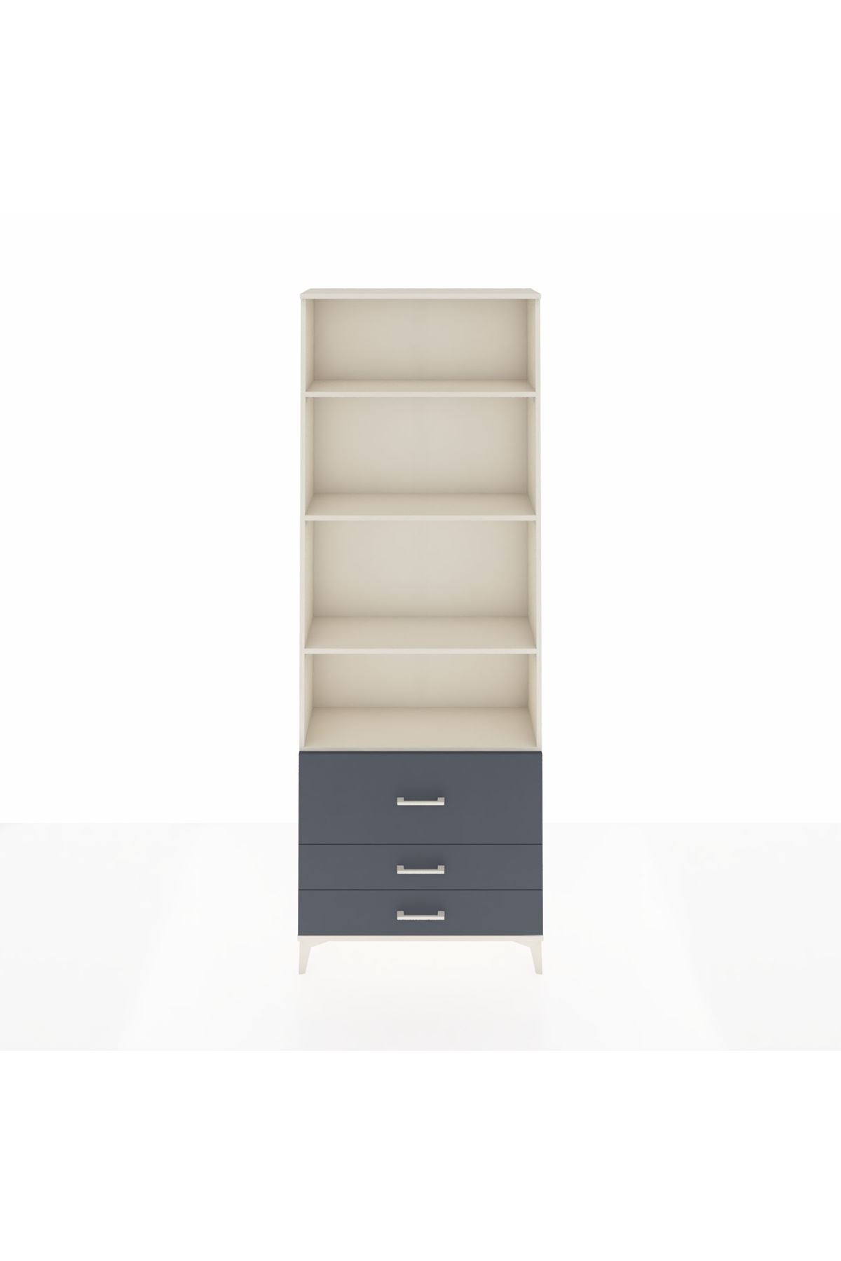 Arges Dolap 4 Raflı 3 Çekmeceli 88x30x243 Aytaşı-Antrasit