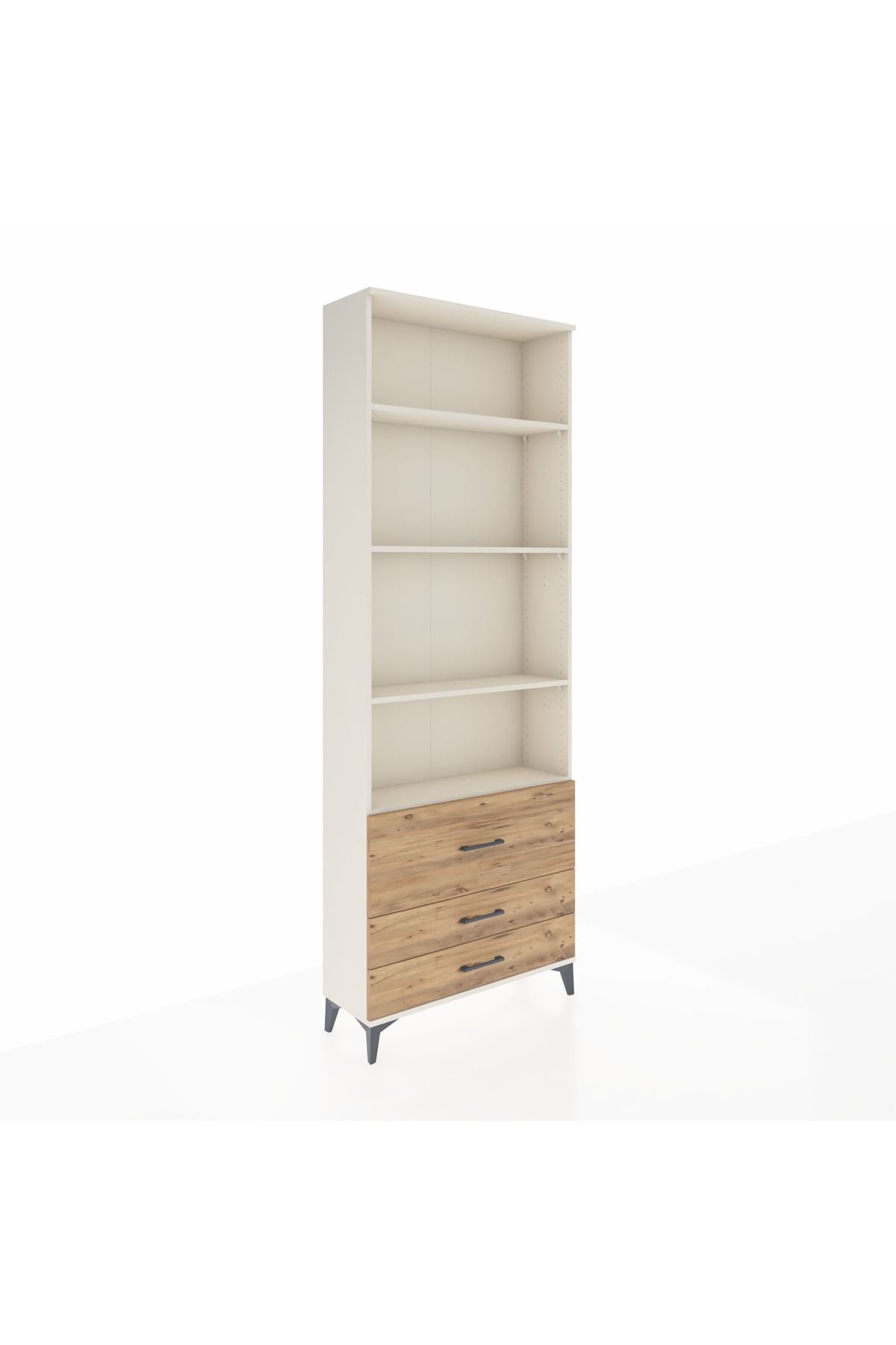 Arges Dolap 4 Raflı 3 Çekmeceli 88x30x243 Aytaşı-Çam