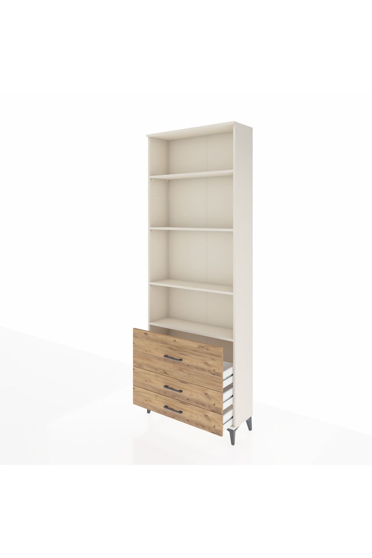 Arges Dolap 4 Raflı 3 Çekmeceli 88x30x243 Aytaşı-Çam