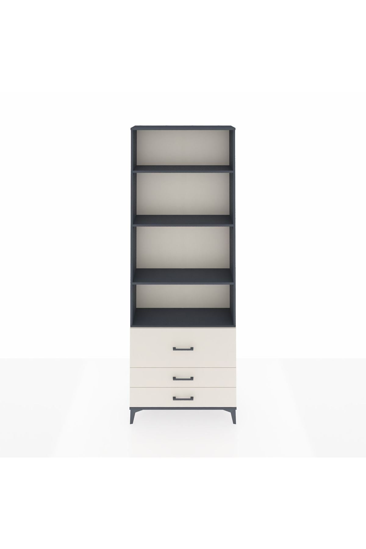 Arges Dolap 4 Raflı 3 Çekmeceli 88x30x243 Antrasit-Aytaşı