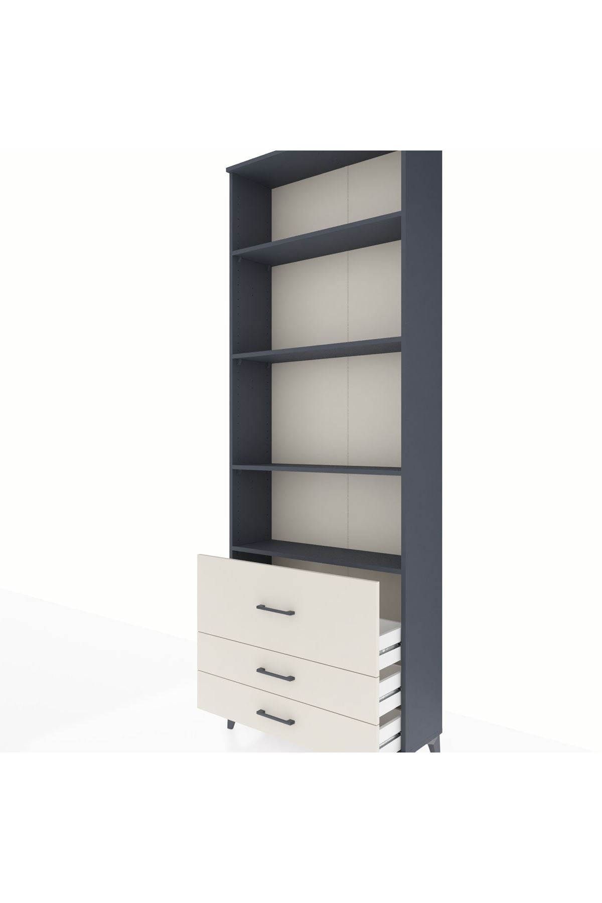 Arges Dolap 4 Raflı 3 Çekmeceli 88x30x243 Antrasit-Aytaşı