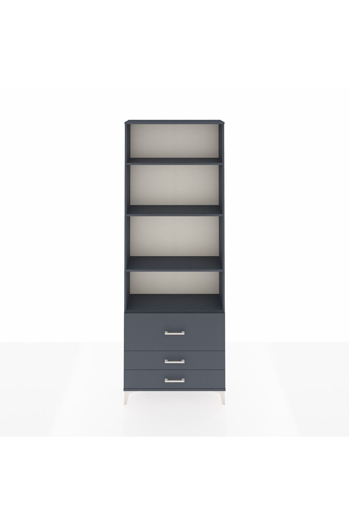 Arges Dolap 4 Raflı 3 Çekmeceli 88x30x243 Antrasit-Antrasit