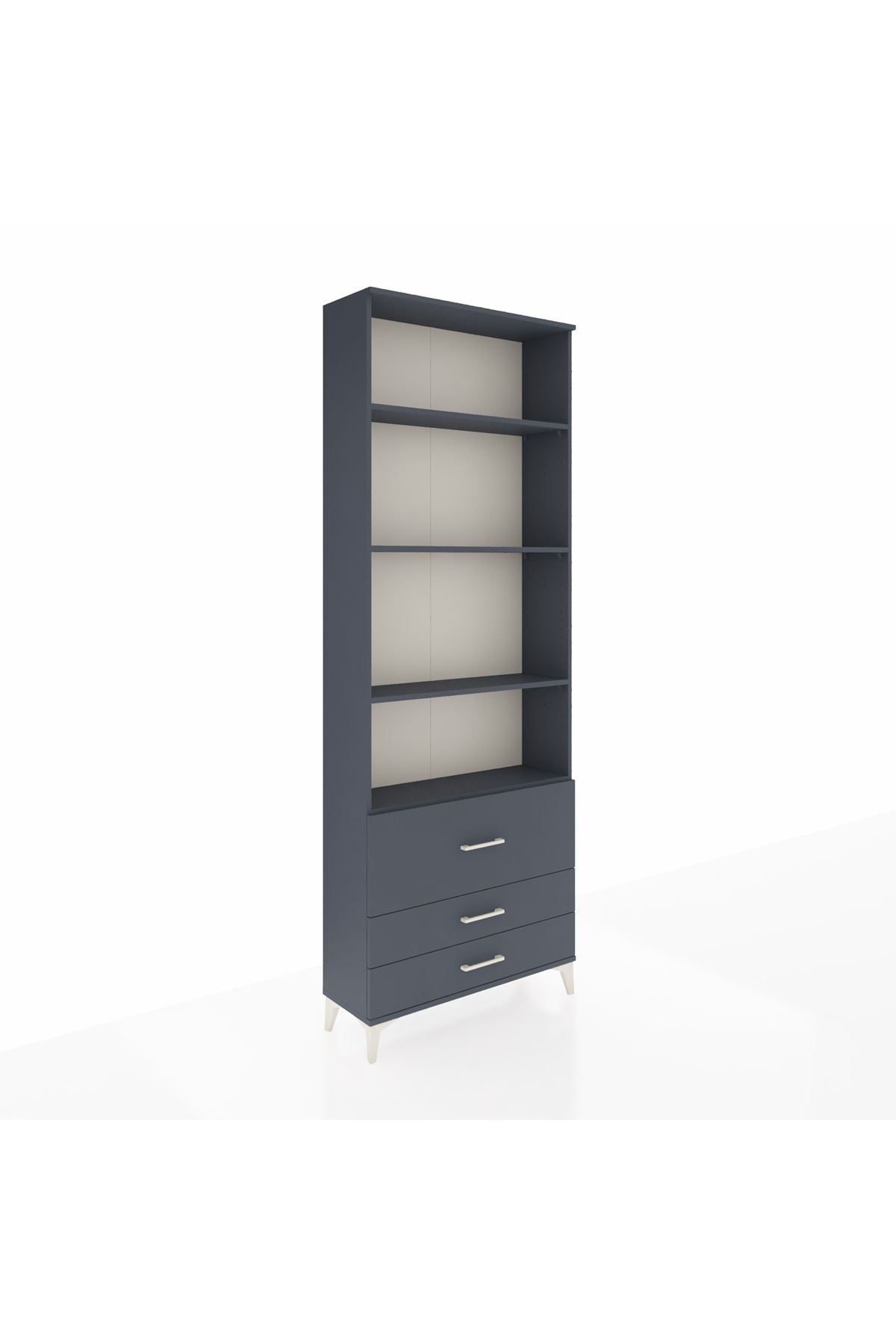 Arges Dolap 4 Raflı 3 Çekmeceli 88x30x243 Antrasit-Antrasit