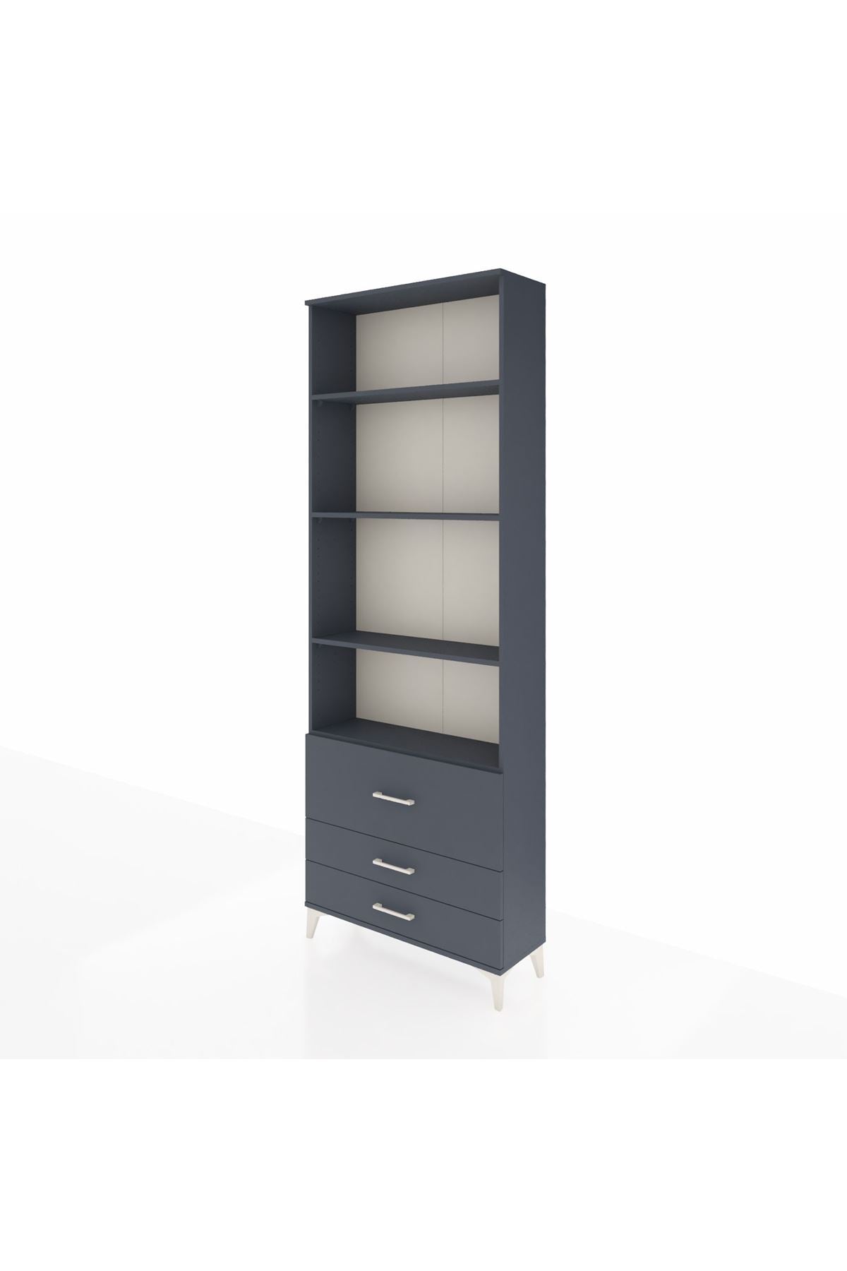 Arges Dolap 4 Raflı 3 Çekmeceli 88x30x243 Antrasit-Antrasit