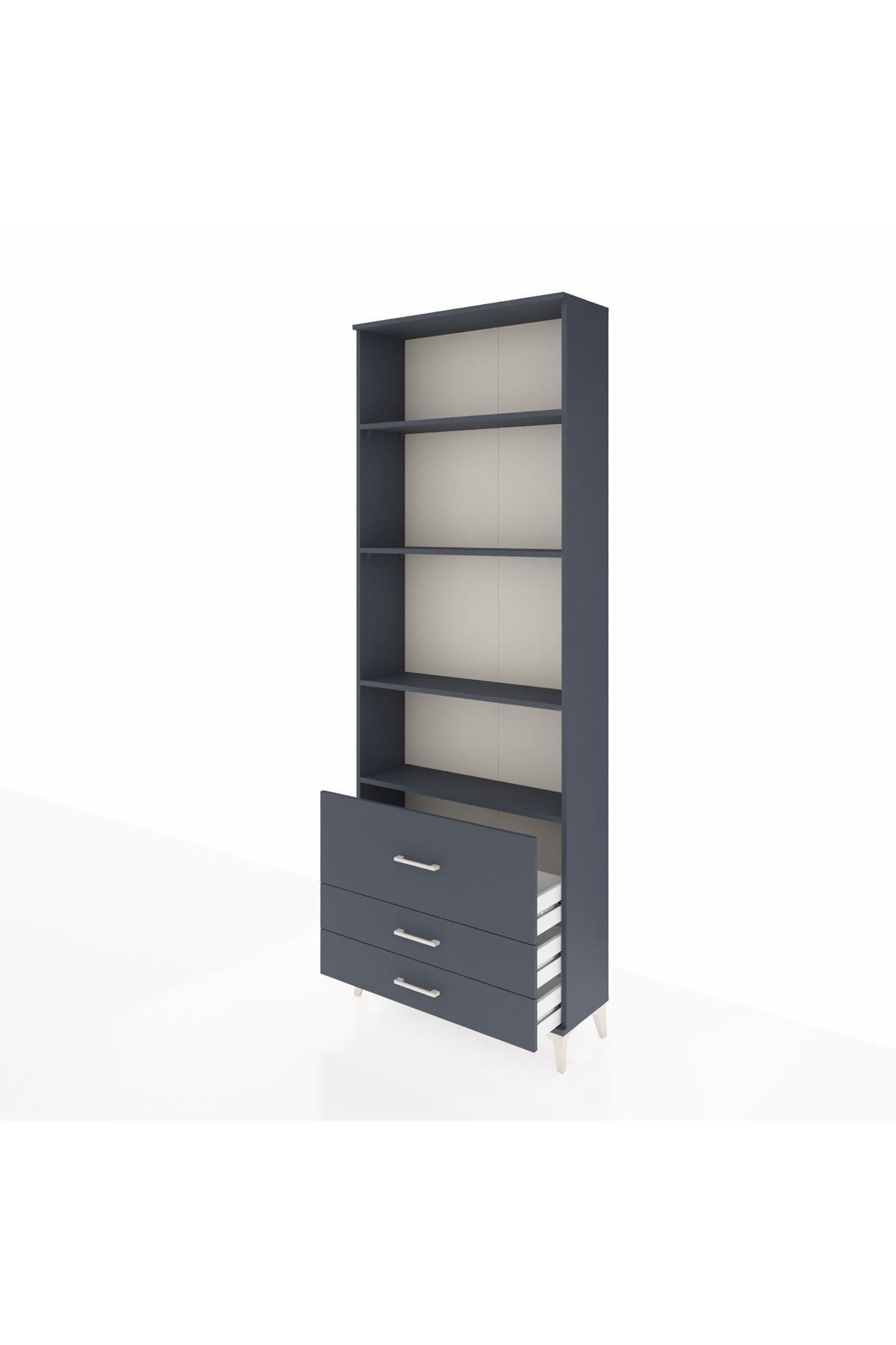 Arges Dolap 4 Raflı 3 Çekmeceli 88x30x243 Antrasit-Antrasit