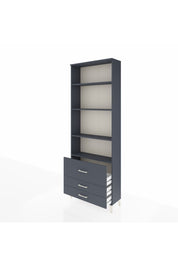 Arges Dolap 4 Raflı 3 Çekmeceli 88x30x243 Antrasit-Antrasit