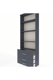 Arges Dolap 4 Raflı 3 Çekmeceli 88x30x243 Antrasit-Antrasit