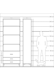 Arges Dolap 4 Raflı 3 Çekmeceli 88x30x243 Antrasit-Antrasit