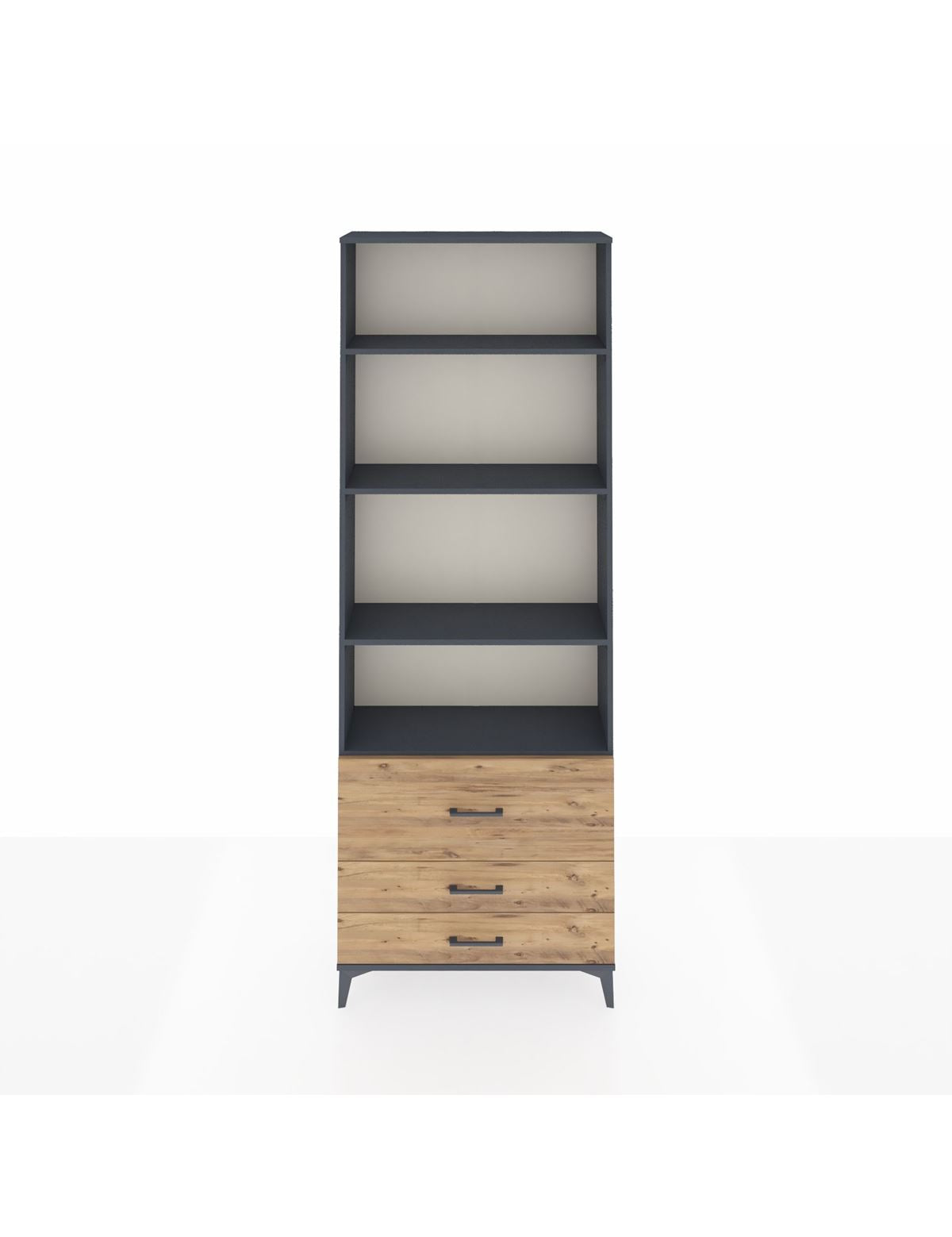 Arges Dolap 4 Raflı 3 Çekmeceli 88x30x243 Antrasit-Çam