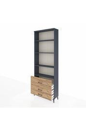 Arges Dolap 4 Raflı 3 Çekmeceli 88x30x243 Antrasit-Çam