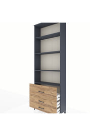 Arges Dolap 4 Raflı 3 Çekmeceli 88x30x243 Antrasit-Çam