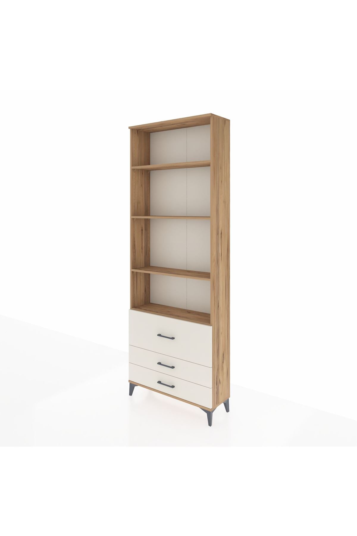 Arges Dolap 4 Raflı 3 Çekmeceli 88x30x243 Çam-Aytaşı