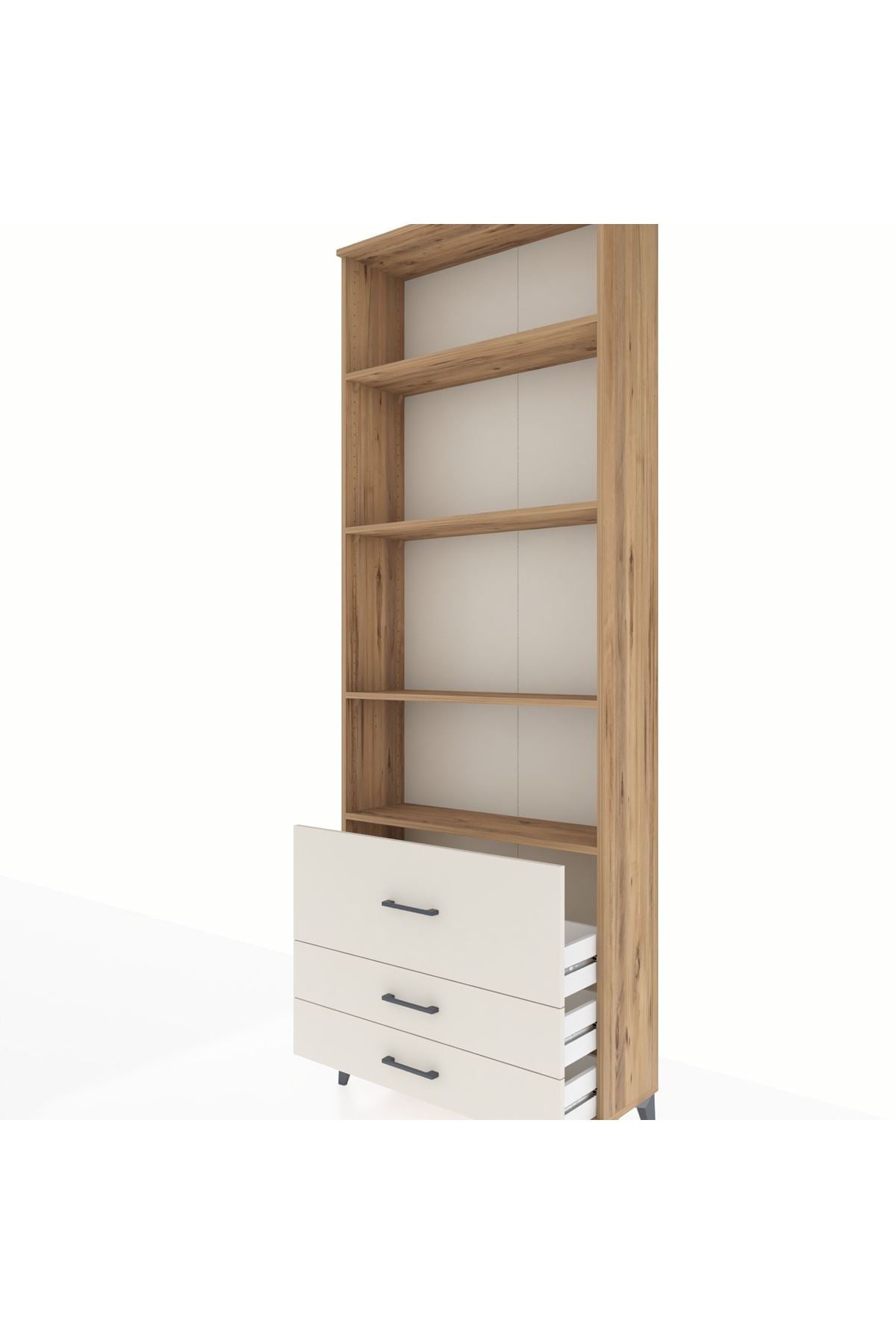 Arges Dolap 4 Raflı 3 Çekmeceli 88x30x243 Çam-Aytaşı