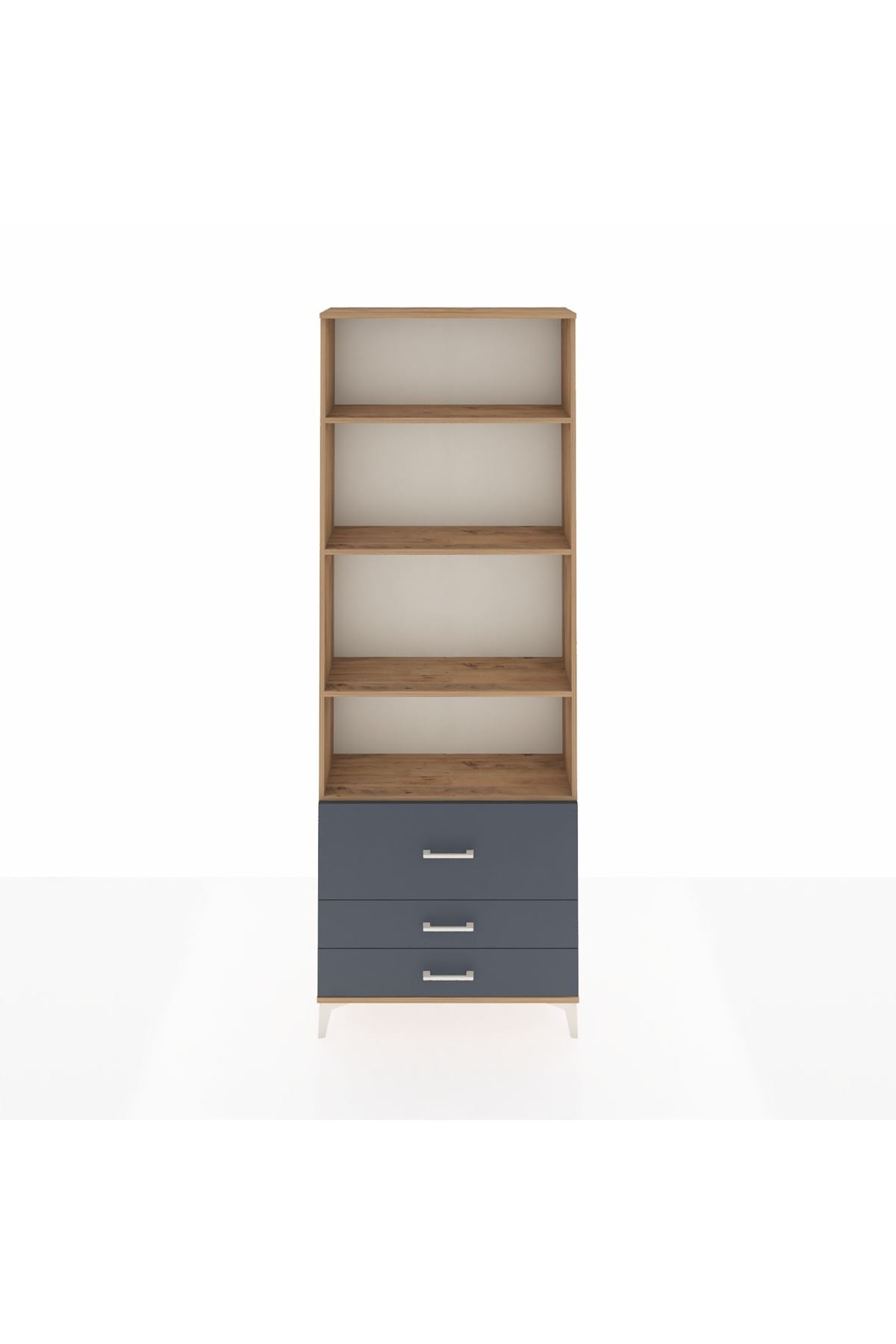 Arges Dolap 4 Raflı 3 Çekmeceli 88x30x243 Çam-Antrasit