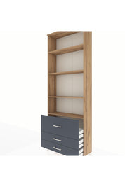 Arges Dolap 4 Raflı 3 Çekmeceli 88x30x243 Çam-Antrasit