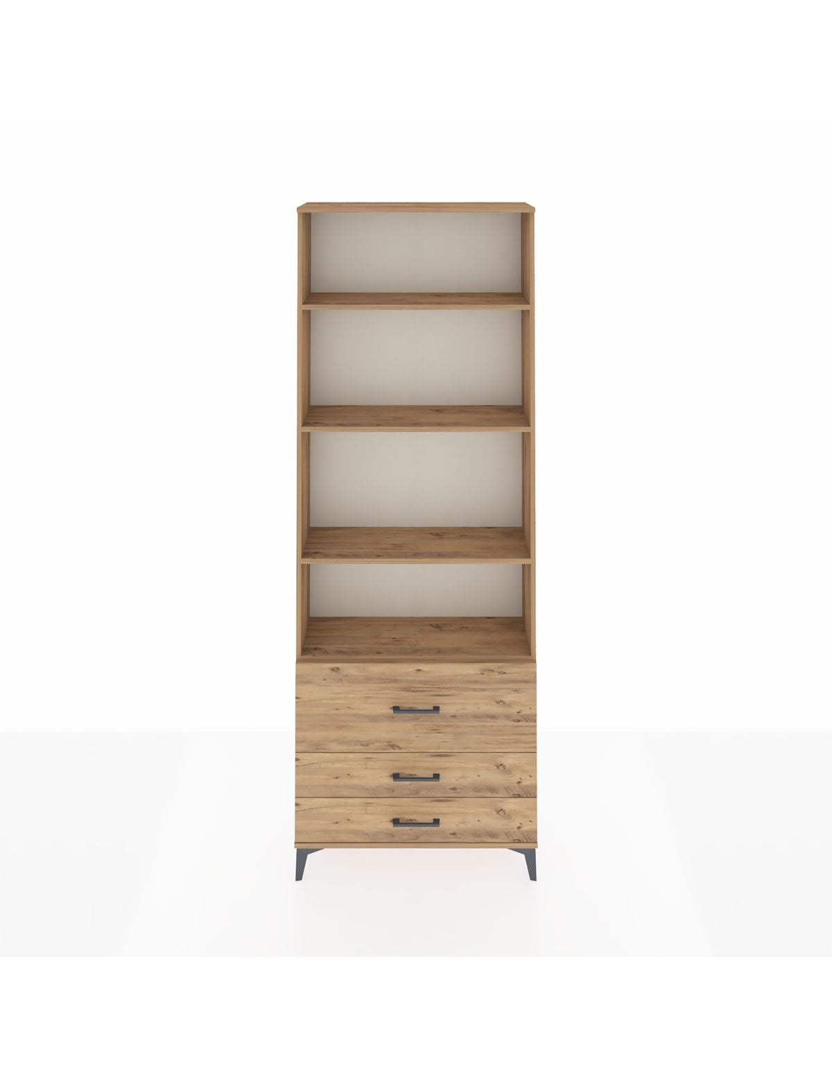 Arges Dolap 4 Raflı 3 Çekmeceli 88x30x243 Çam-Çam