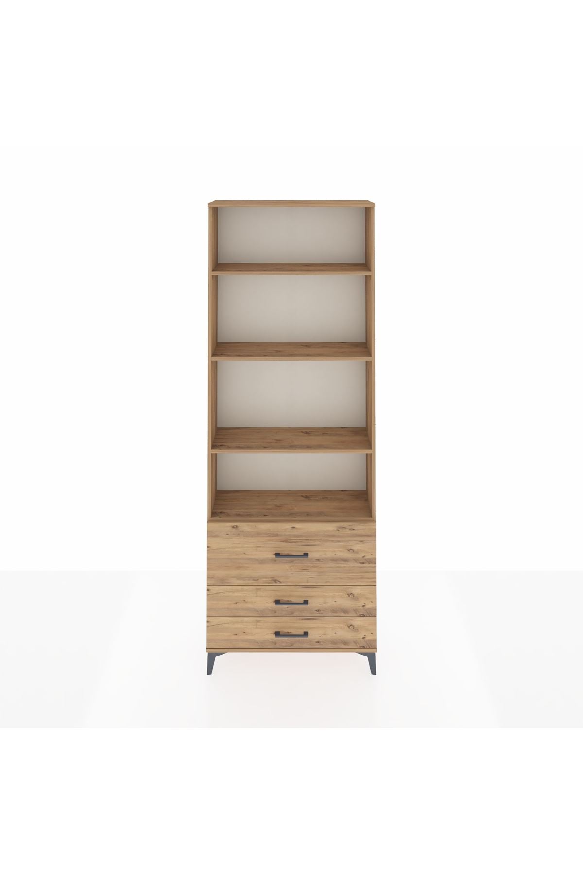 Arges Dolap 4 Raflı 3 Çekmeceli 88x30x243 Çam-Çam