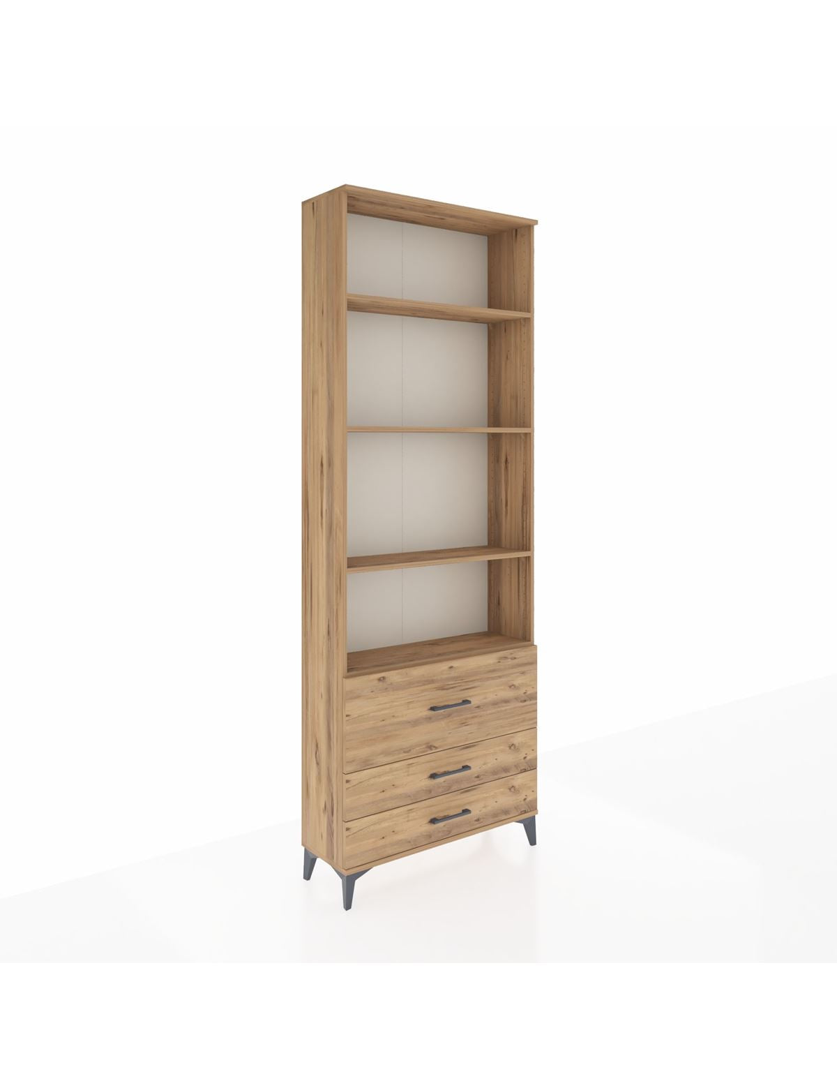 Arges Dolap 4 Raflı 3 Çekmeceli 88x30x243 Çam-Çam