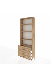 Arges Dolap 4 Raflı 3 Çekmeceli 88x30x243 Çam-Çam