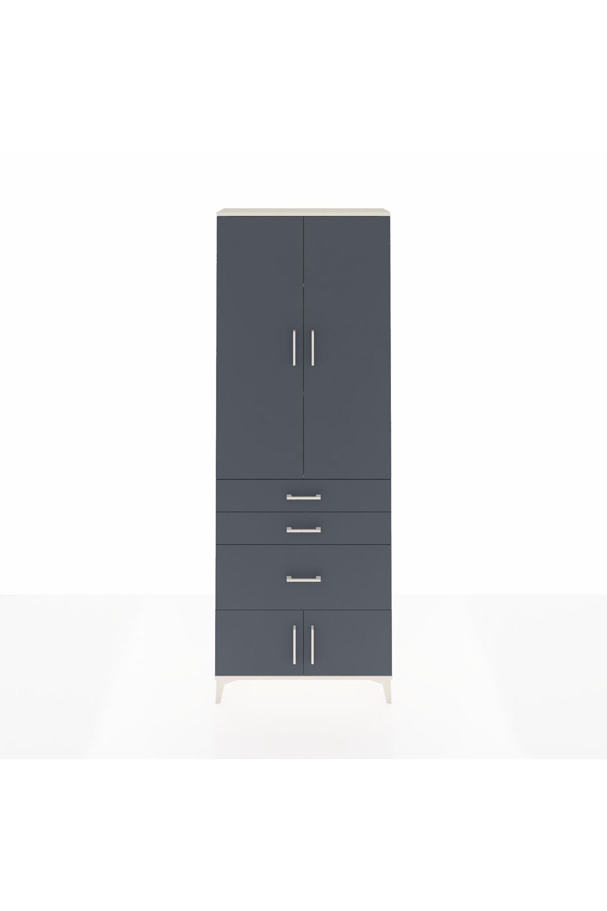 Arges Dolap 3 Raflı 3 Çekmeceli 4 Kapaklı 88x30x243 Aytaşı-Antrasit