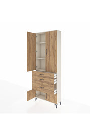 Arges Dolap 3 Raflı 3 Çekmeceli 4 Kapaklı 88x30x243 Aytaşı-Çam