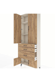 Arges Dolap 3 Raflı 3 Çekmeceli 4 Kapaklı 88x30x243 Aytaşı-Çam