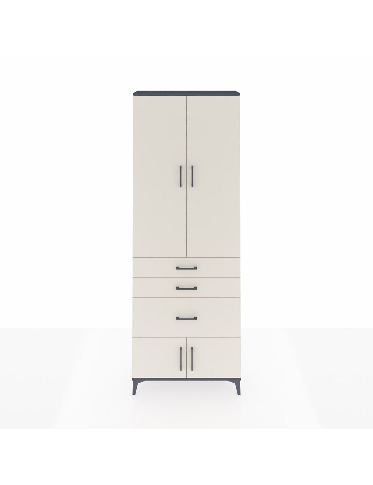 Arges Dolap 3 Raflı 3 Çekmeceli 4 Kapaklı 88x30x243 Antrasit-Aytaşı